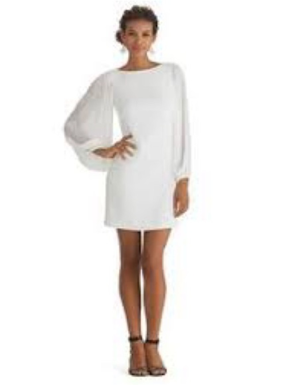 White House Black Market White Shift Dress | Pleated Balloon Sleeves | Size 0